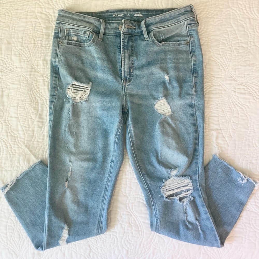 Old Navy Rockstar Super Skinny High-rise Secret-Slim Pockets Ripped Jeans